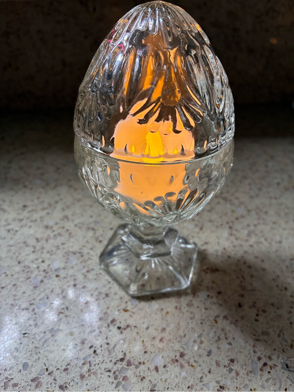 Avon 1980s trinket egg dish made into fairy lamp